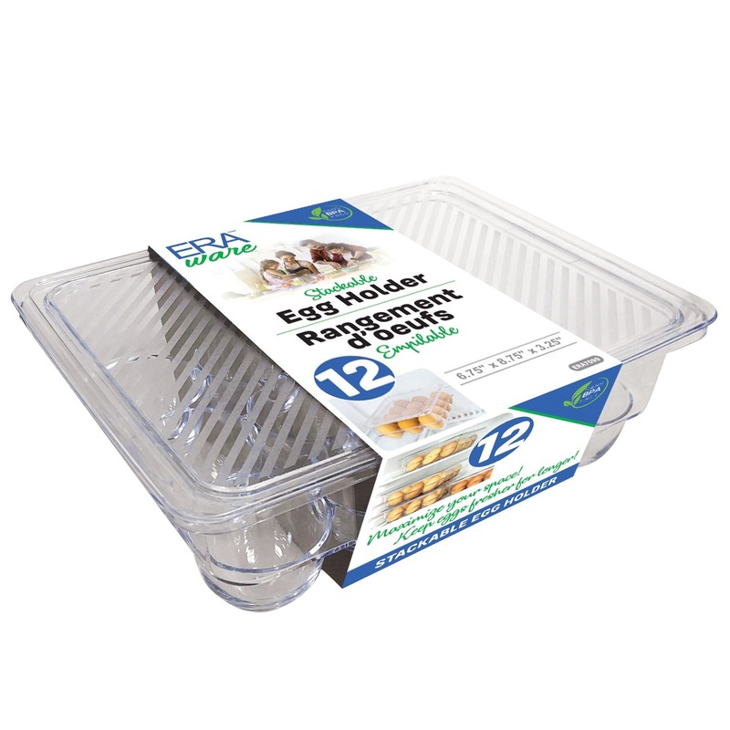 Eraware Clear Plastic Stackable Egg Holder for 12 Eggs 8.75×6.75×3.25in
