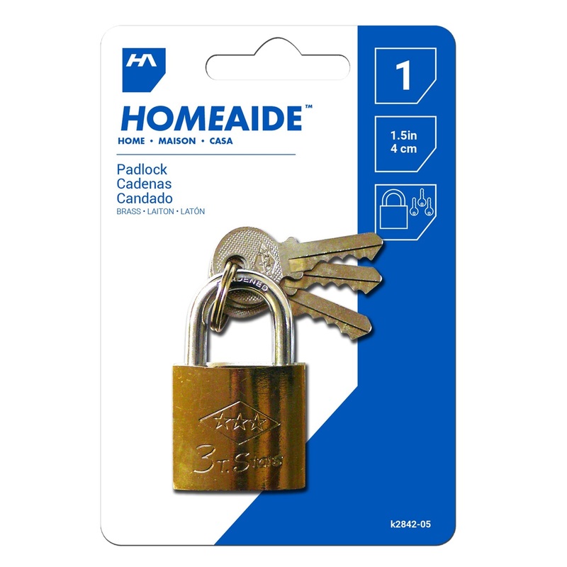 Homeaide Brass Padlock with 3 Keys 1.5in (40mm)
