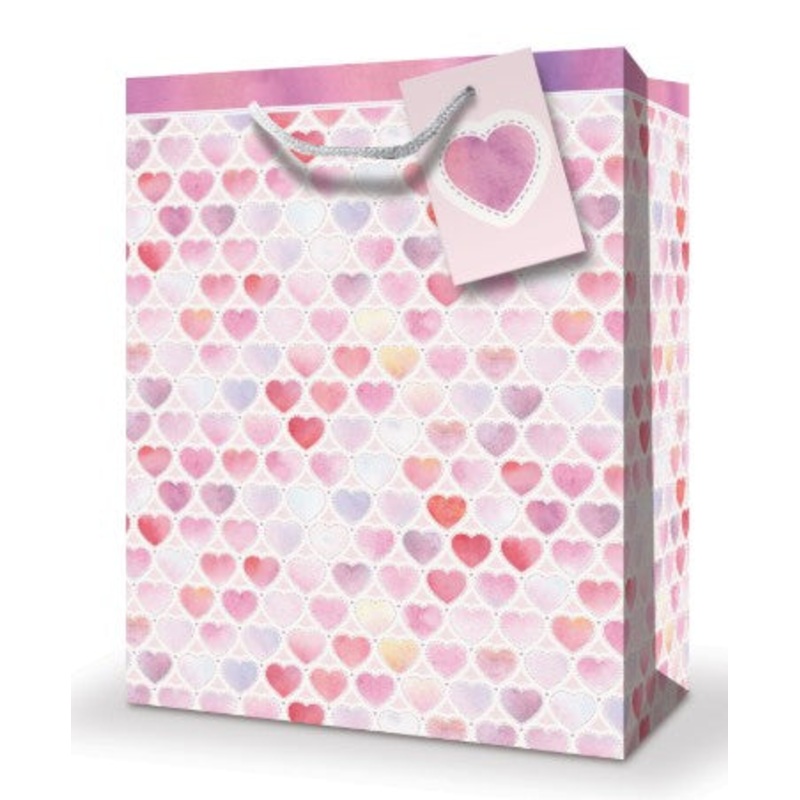 Mill Brook Gift Bag – Wedding Pink Hearts Extra Jumbo 16.75W x23H x10D in