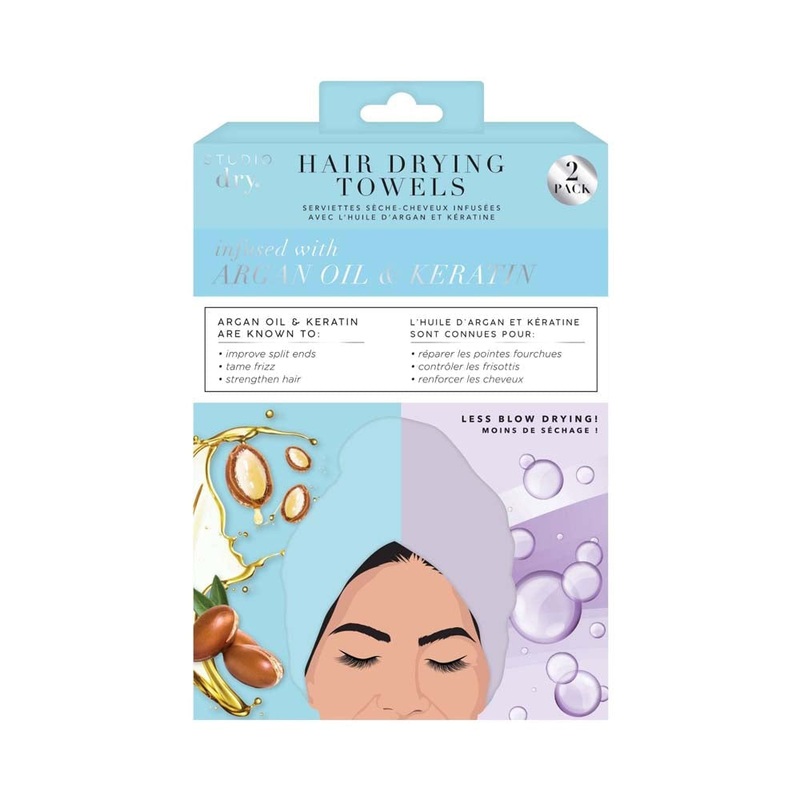 Studio Dry 2 Hair Drying Towels – Argan Oil and Keratin – 100% Polyester