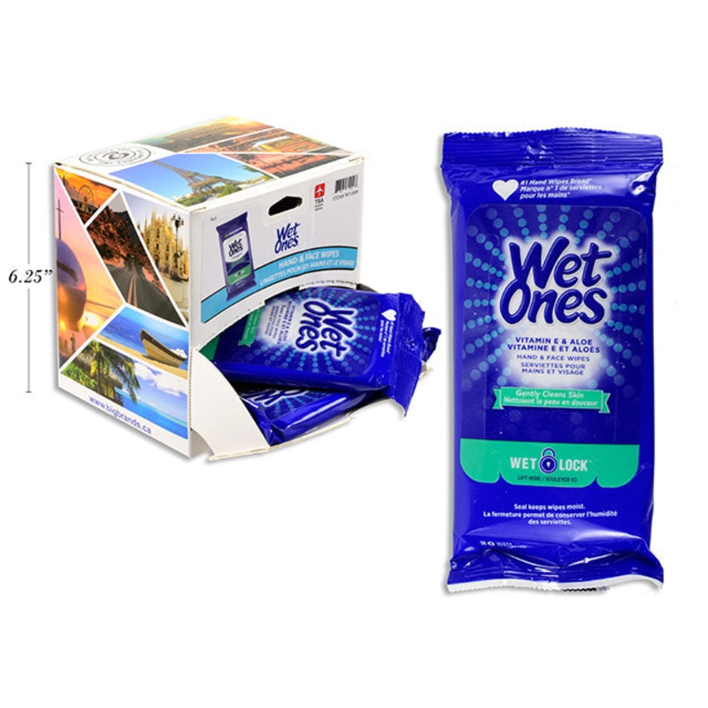 Wet Ones 20 Hand and Face Wipes Vitamin E and Aloe – Travel Size
