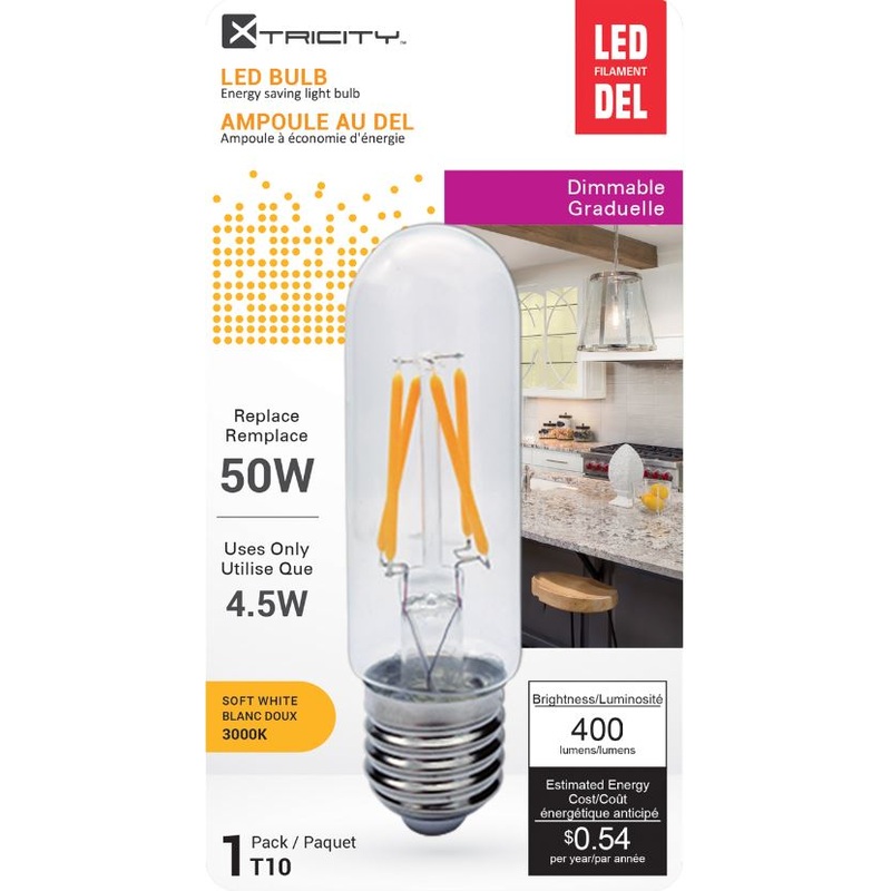 Xtricity T10 Led Soft White Dimmable 4.5W Light Bulb E26 Base
