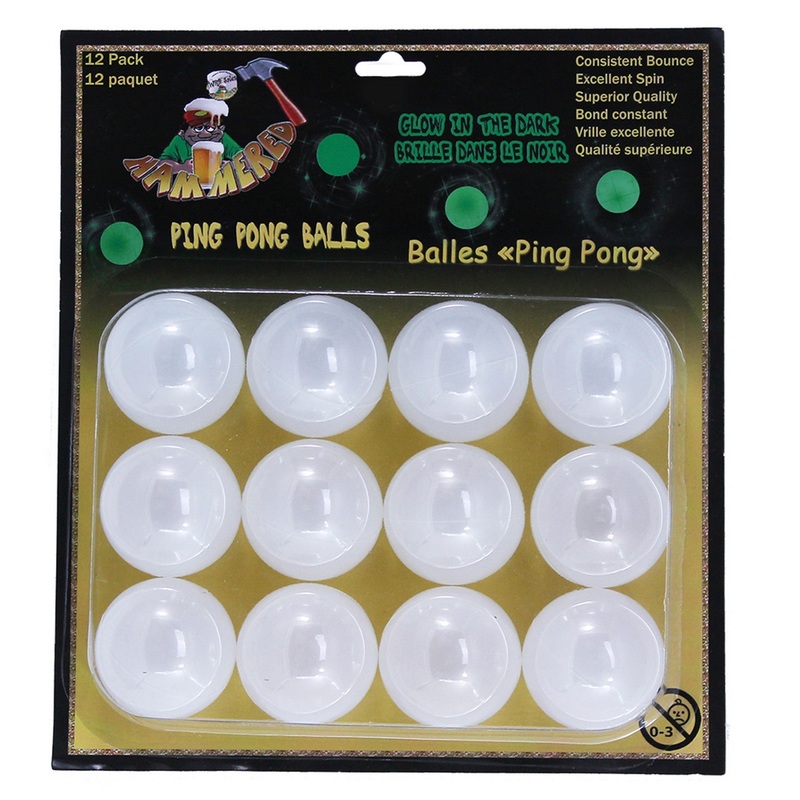 12 Glow in the Dark Ping Pong Balls 1.5in
