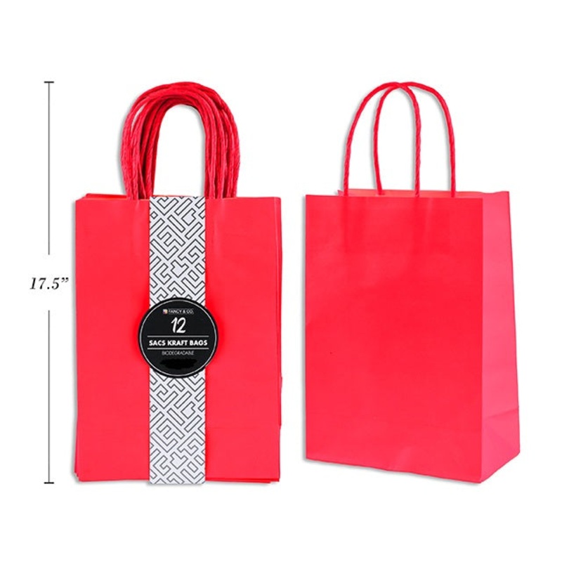 12 Large Red Paper Gift Bags 9.8x13x4.7in