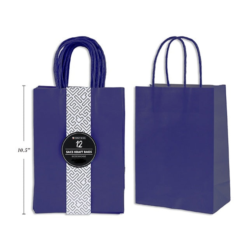 12 Medium Royal Blue Paper Gift Bags 8.3×10.6×4.3in