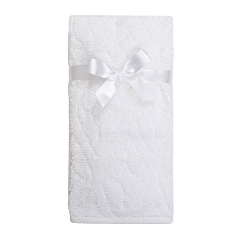 2 Woven Terry Textured Hand Towels 100% Cotton – White 16x24in