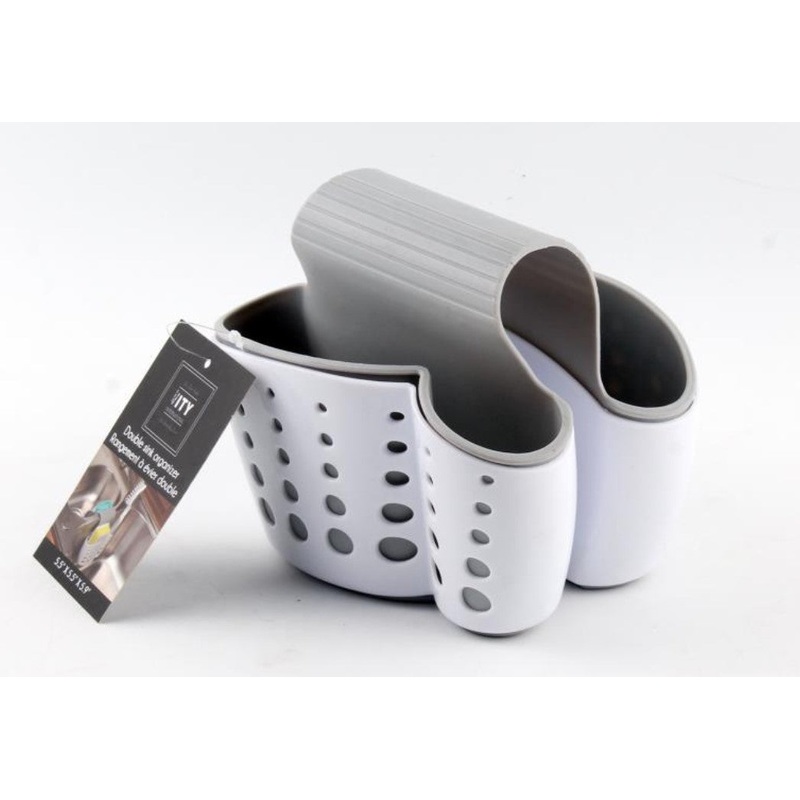 Double Sink Plastic Organizer 5.5×5.5×5.9in