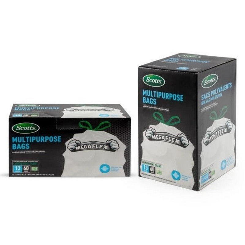 Scotts 52 White Drawstring Flex Trash Bags – Lemon Mint Scent 8 gal 22.3x23in