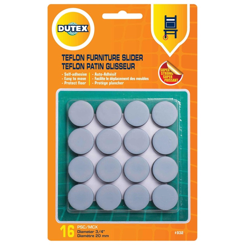 16 Teflon Furniture Sliders Super Strong Self Adhesive 0.75in
