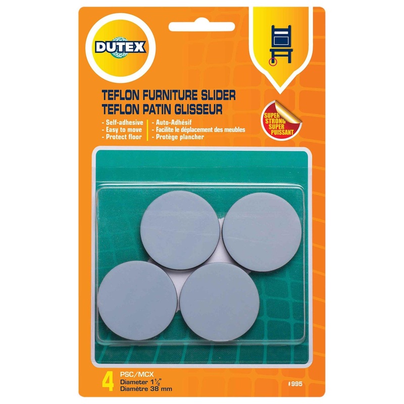 4 Teflon Furniture Sliders Self Adhesive 1.5in