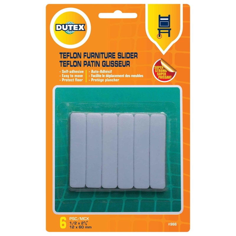 6 Teflon Furniture Sliders Self Adhesive 0.5×2.37in