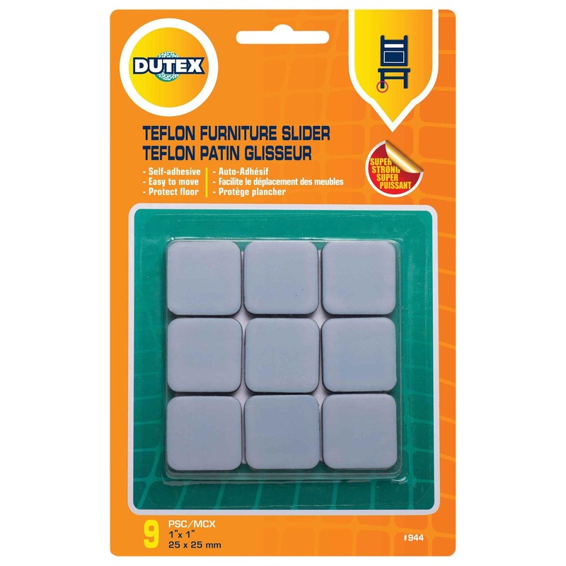 9 Teflon Furniture Sliders Super Strong Self Adhesive 1x1in