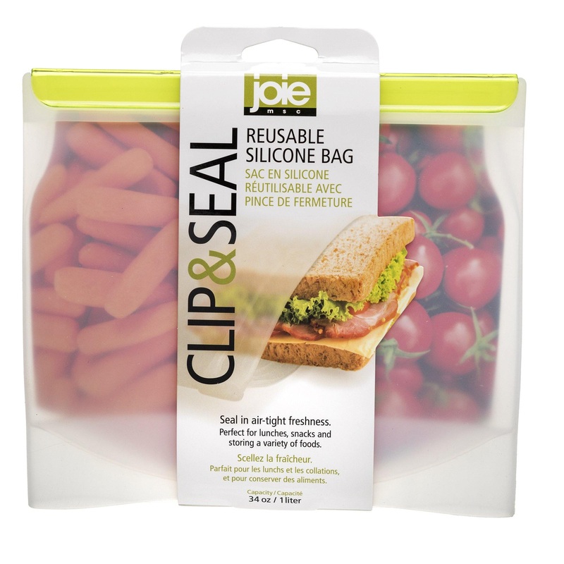 Joie Reusable Silicone Bag with Hinged Sealing Clip 8x7in  34oz