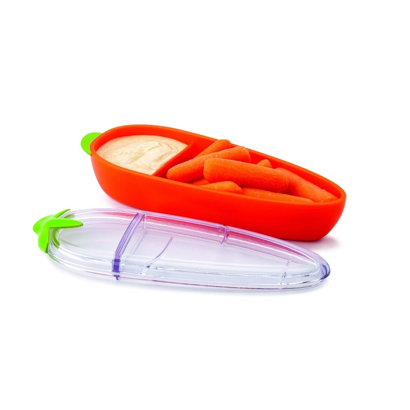 Joie  Snack and Dip Plastic Carrot Shaped Container  7×2.5×1.5in