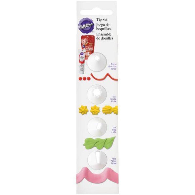 Wilton 4pcs Decorating Tip Set – Petal, Leaf, Star, Round