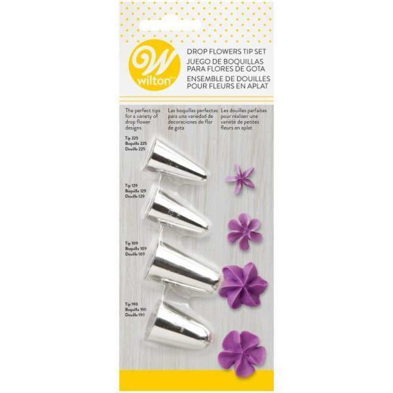 Wilton 4pcs Drop Flowers Tip Set – #225, #129, #109,#190