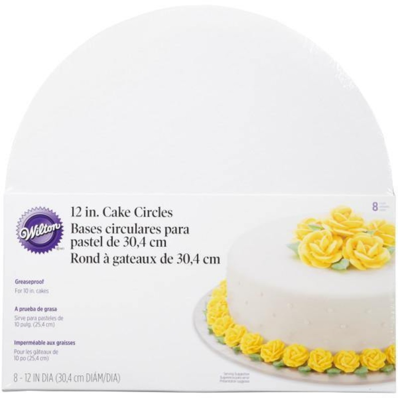 Wilton 8 Cake Circles White Cardboard 12in dia.