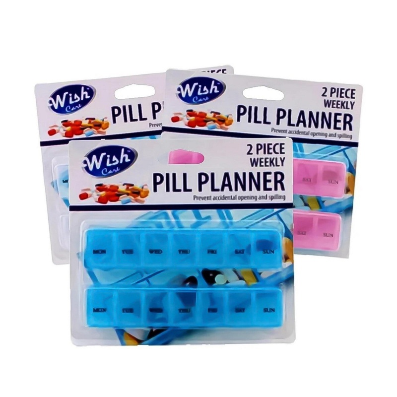 Wish Plastic Weekly Pill Planner 2pcs 5.8×1.25×0.75in  VRT