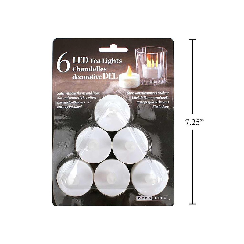 Deco Lite 6 LED Tealights Flickering Batteries Included 1.5×1.4in each