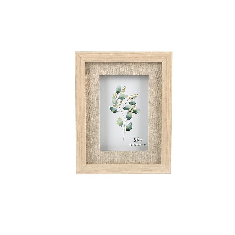 KG Jill Oak Wood with Linen Mat Frame 6x8in Photo 4x6in