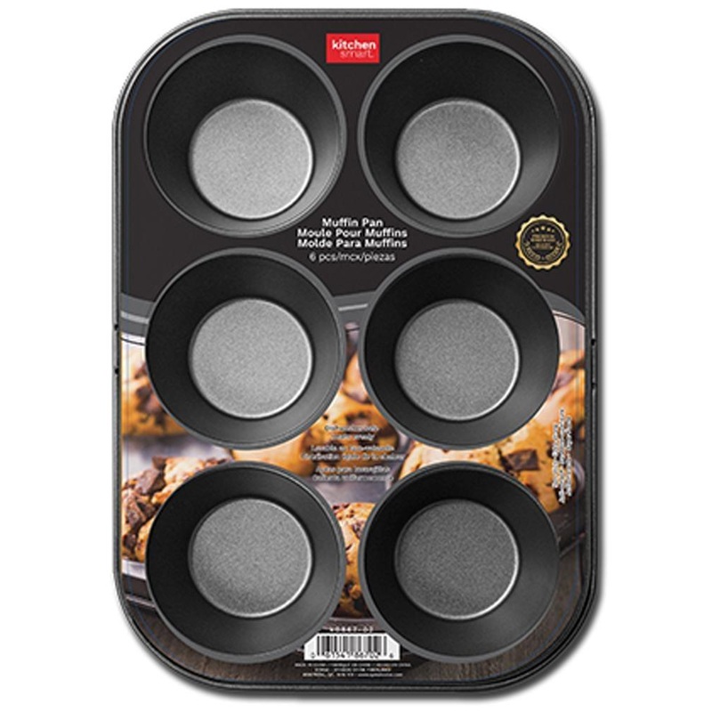 Muffin Pan for 6  3in Muffins Non Stick Carbon Steel  12.5×8.4×1.5in