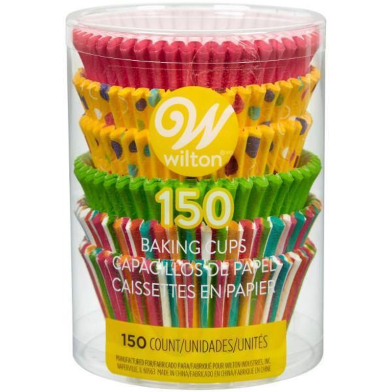 Wilton 150 Paper Baking Cups  Plain (2) Printed (2) 2.5in