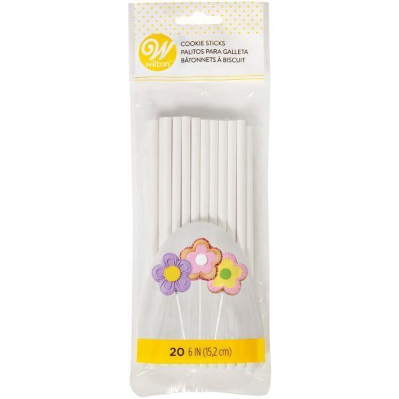 Wilton 20 Cookie Sticks White Plastic 6in 0.19in thick