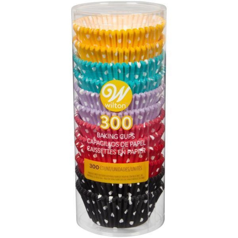 Wilton 300 Paper Baking Cups Polka Dots 2.5in