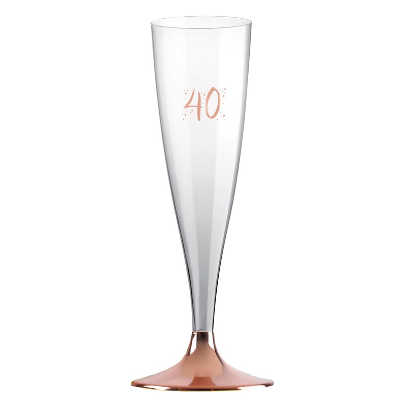 Age 40 6 Plastic Champagne Glasses Rose Gold 4.8oz