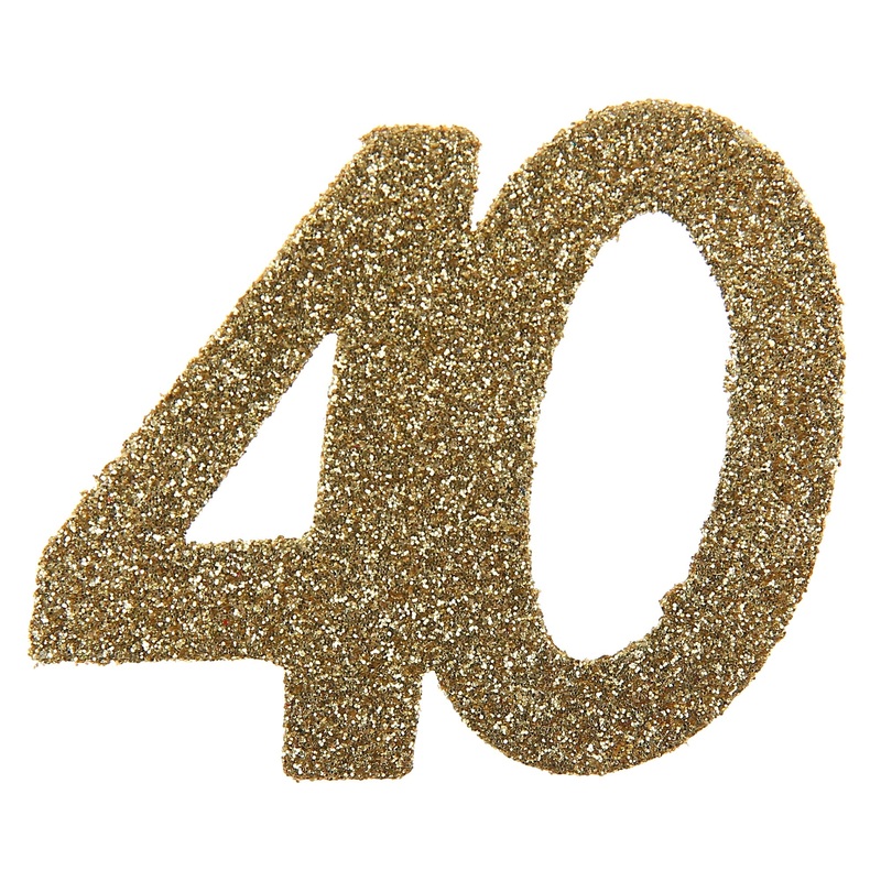 Age 40 6 Small Decorations Gold Glitter 2.4×2.4in