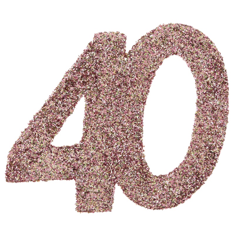 Age 40 Small Glitter Decorations to Sprinkle Rose Gold 2.4×2.4in