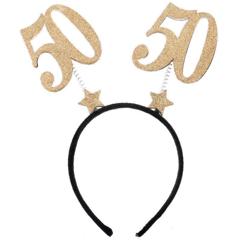 Age 50 Headband Black and Gold 8.3×9.8in