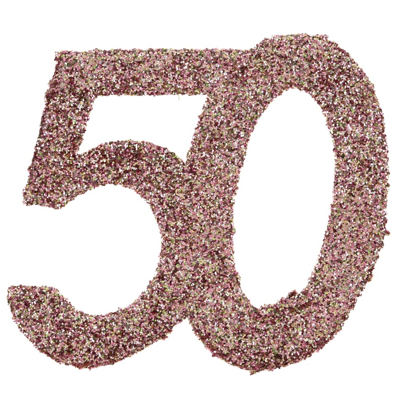 Age 50 Small Glitter Decorations to Sprinkle Rose Gold 2.4×2.4in