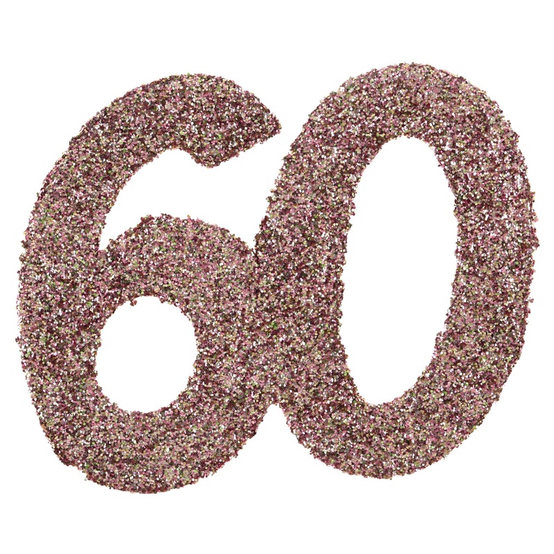 Age 60 Small Glitter Decorations to Sprinkle Rose Gold 2.4×2.4in