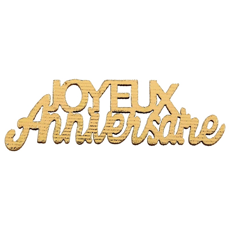 Joyeux Anniversaire 10 Small Decorations to Sprinkle Gold 2.6×1.4in