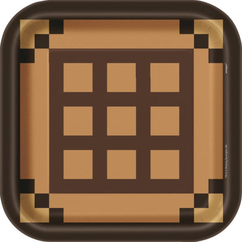 Minecraft 8 Square Paper Plates 9in