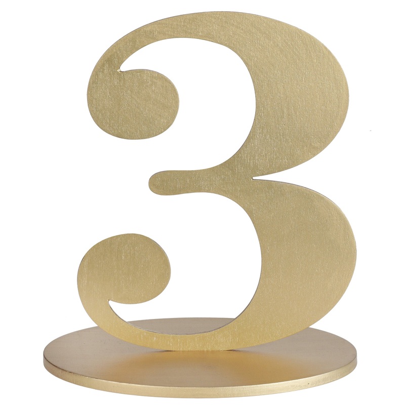Number 3 Name Holder Gold Metallic 5.5×3.5×6.7in