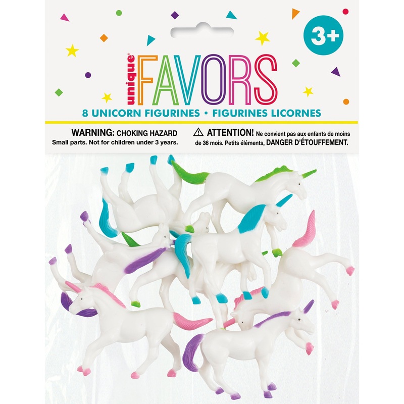 8 Plastic Unicorn Figurines 1.75×2.5in