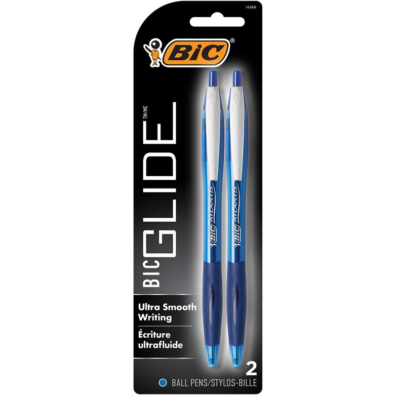 Bic Glide 2 Retractable Ball Pens Blue Ink 1.0mm