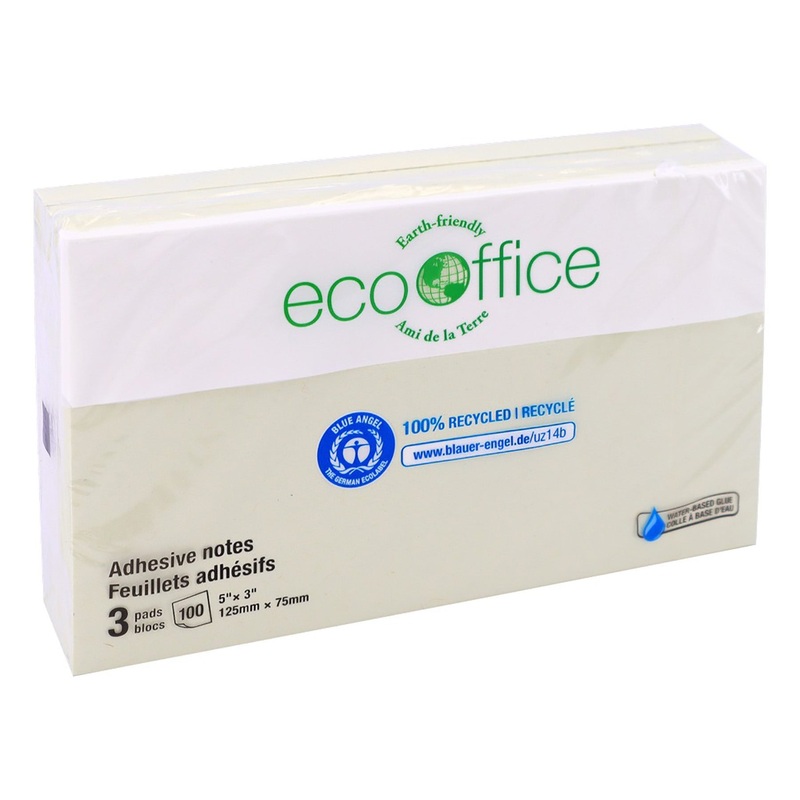 EcoOffice 3×100 Sheets Adhesive Notes Yellow 5x3in