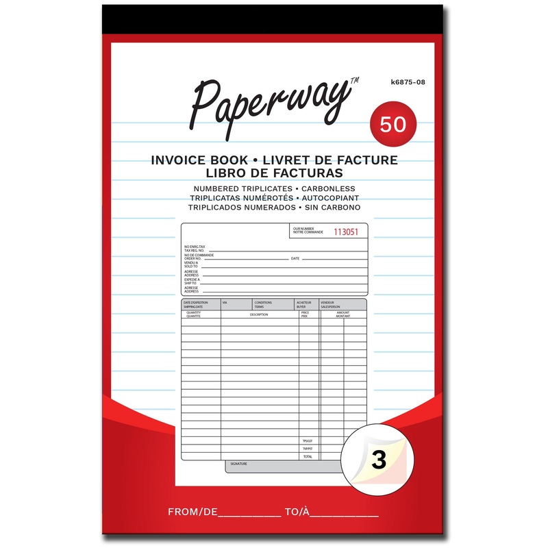 Invoice Book 50 Sheets Numbered Triplicates 5.25x8in