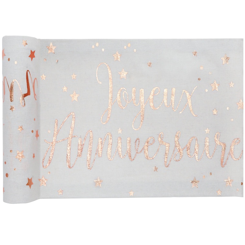 Joyeux Anniversaire Table Runner Rose Gold 11x118in