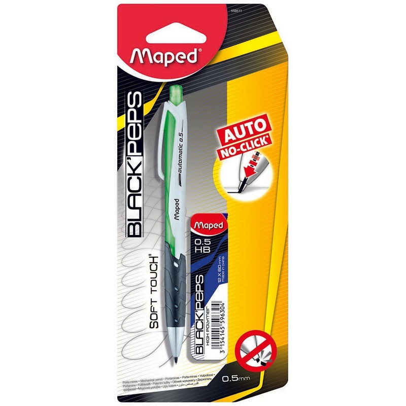 Maped Black’Peps Mechanical Pencil with 12 HB Leads 0.5mm