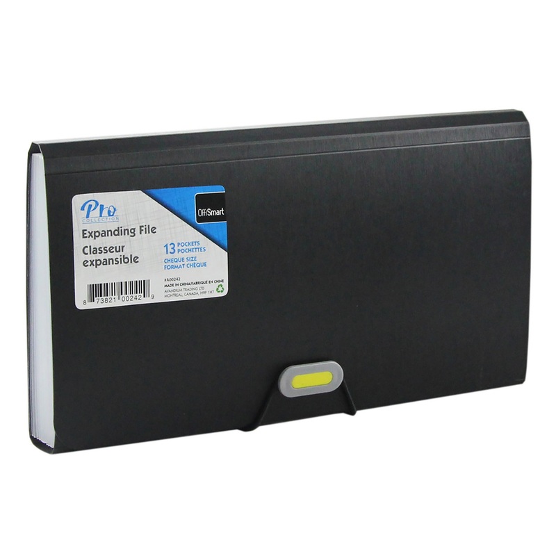 Offismart Expanding File Black 13 Pockets Plastic 10.25×5.6in
