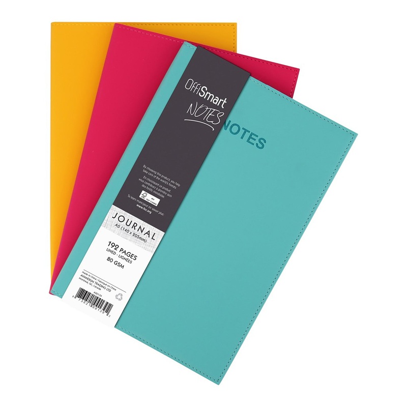 Offismart Leatherette Notebook A5 192 Lined Pages 5.8×8.3in