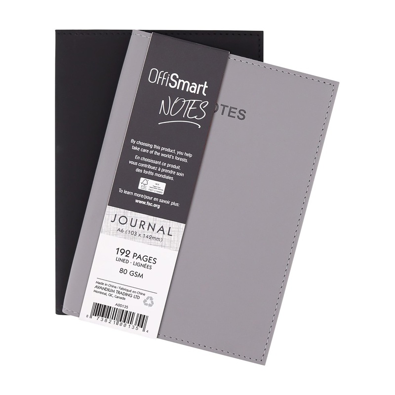 Offismart Leatherette Notebook A6 192 Lined Pages 4x6in