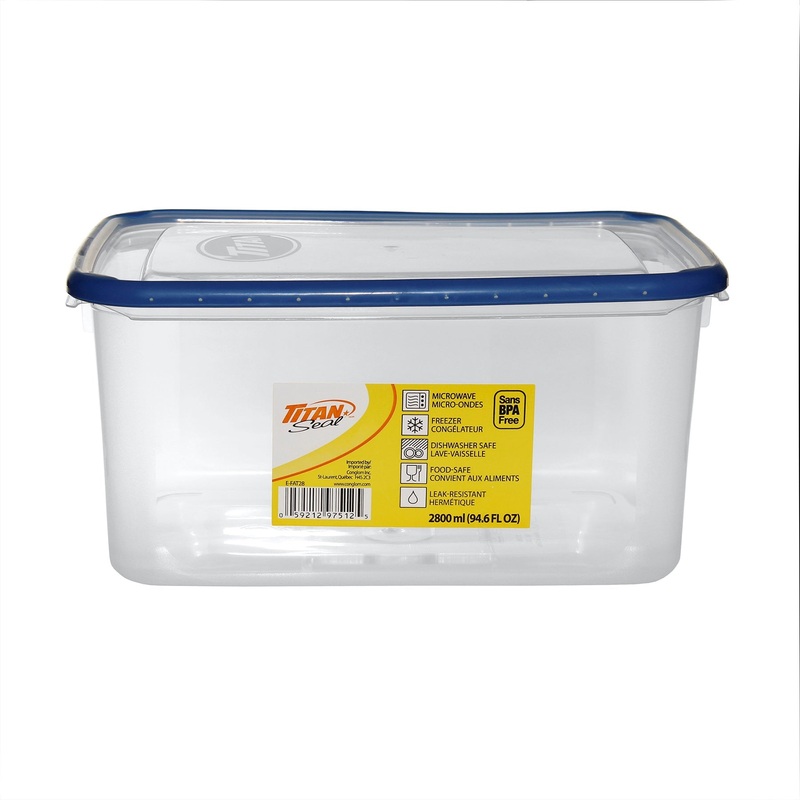 Titan Seal Plastic Food Container with Lid 94.6oz  8×5.5×4.3in