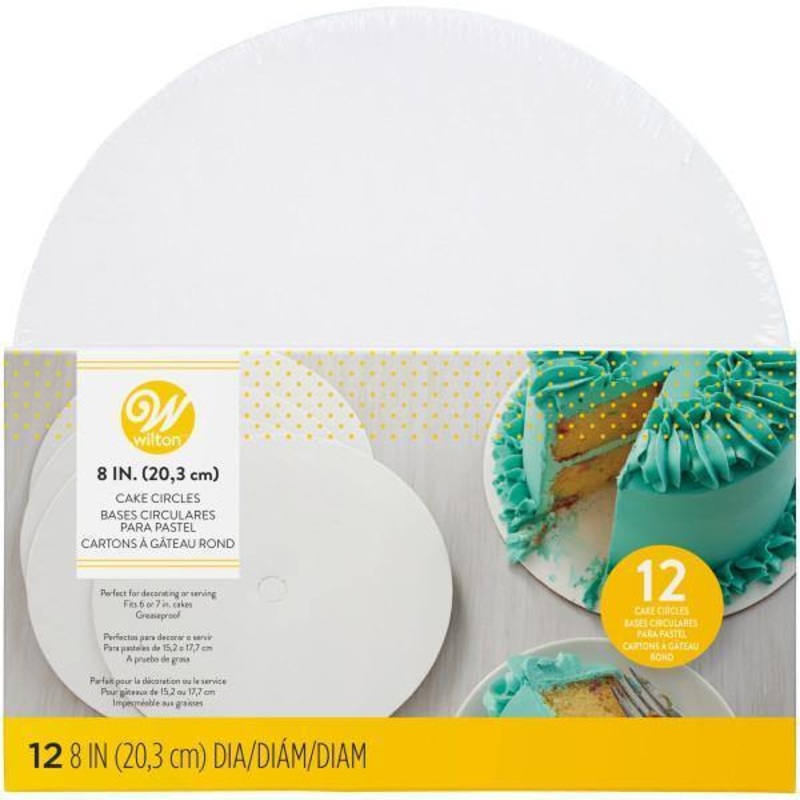 Wilton 12 Cake Circles White Cardboard 8in dia.