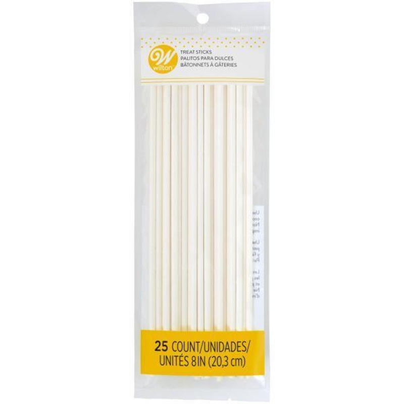Wilton 25 Treat Sticks White Plastic 8in 0.13in thick