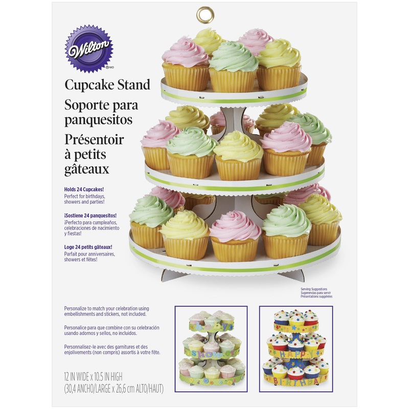 Wilton Treat Stand with Scalloped Borders White Cardboard 10.5 H x 12in dia.
